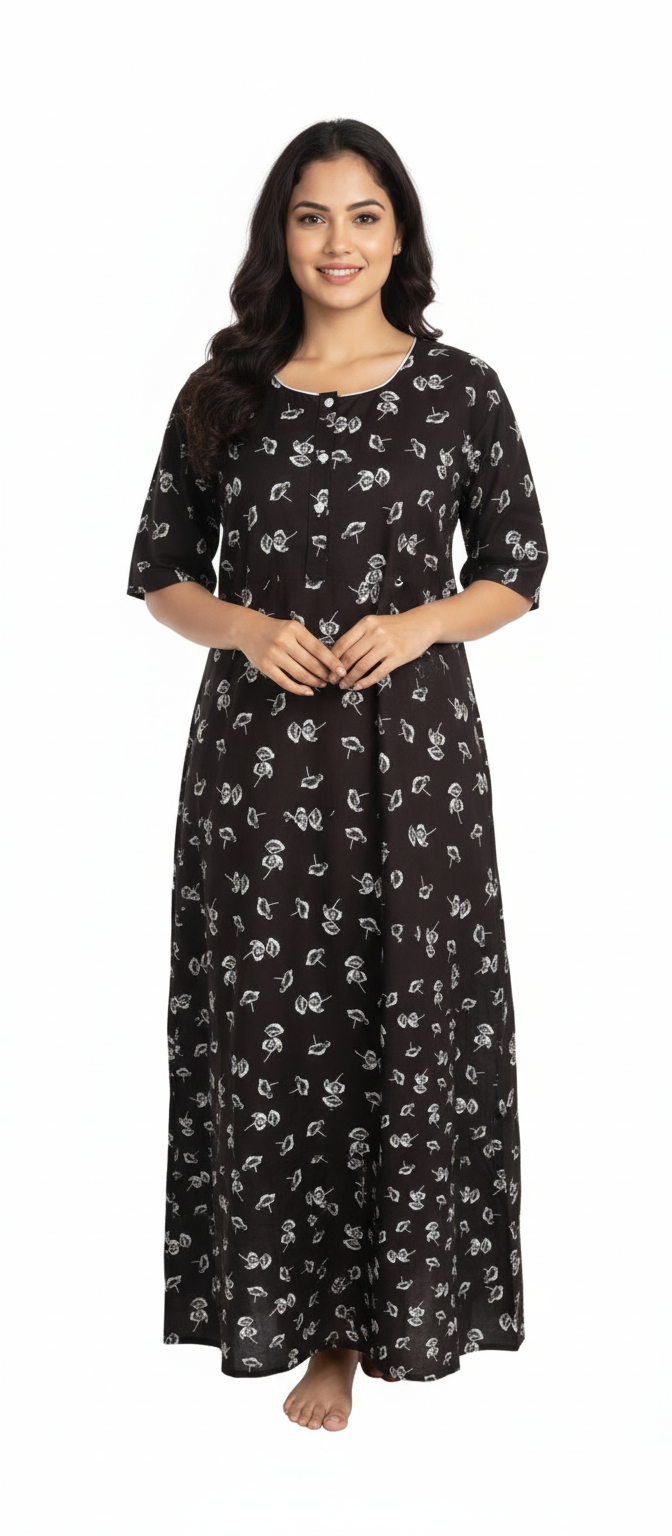 Midnight Satin Night Dress